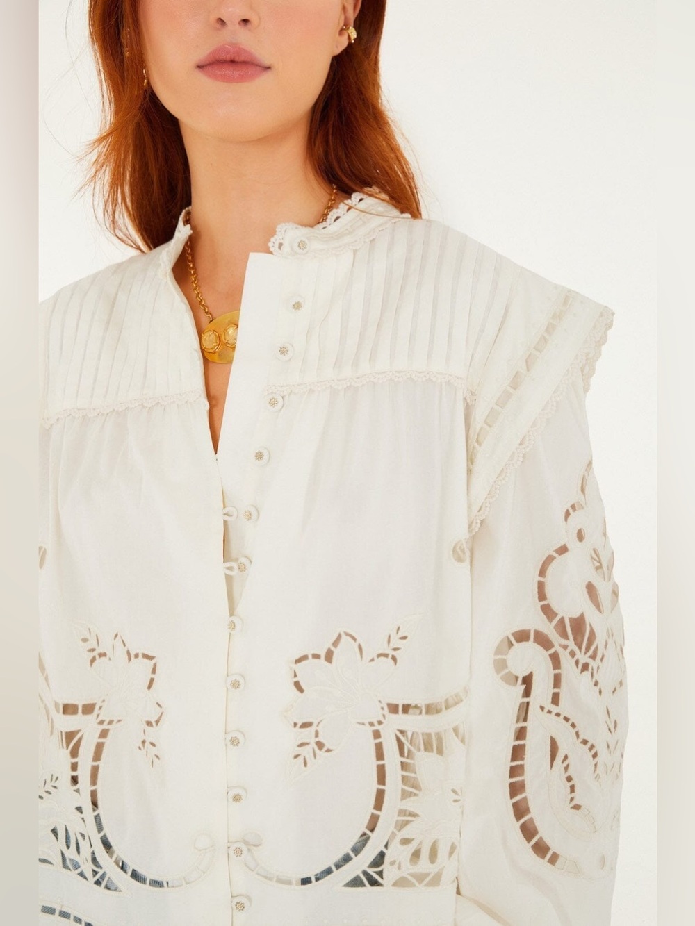 Farm Rio Off White Richelieu Blouse - Picture 6 of 8
